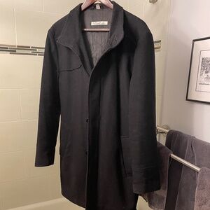 Kenneth Cole black men's long wool coat